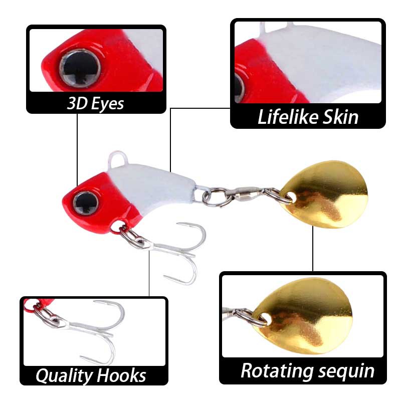 Sunflower Metal VIB Lure With Spinning Blade, Freshwater & Saltwater Fishing Bait thumb 3