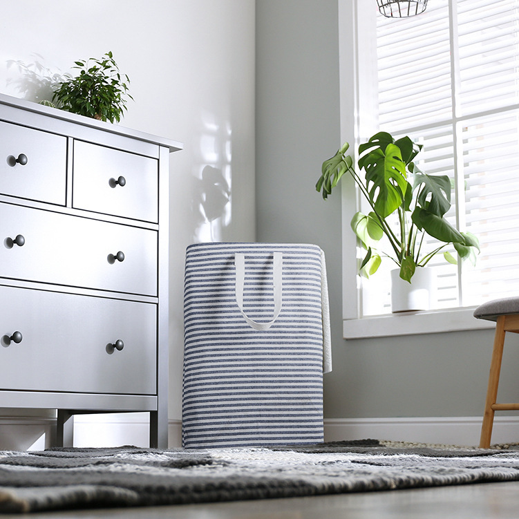 Sunflower Striped Linen Foldable Large Laundry Storage Basket thumb 4