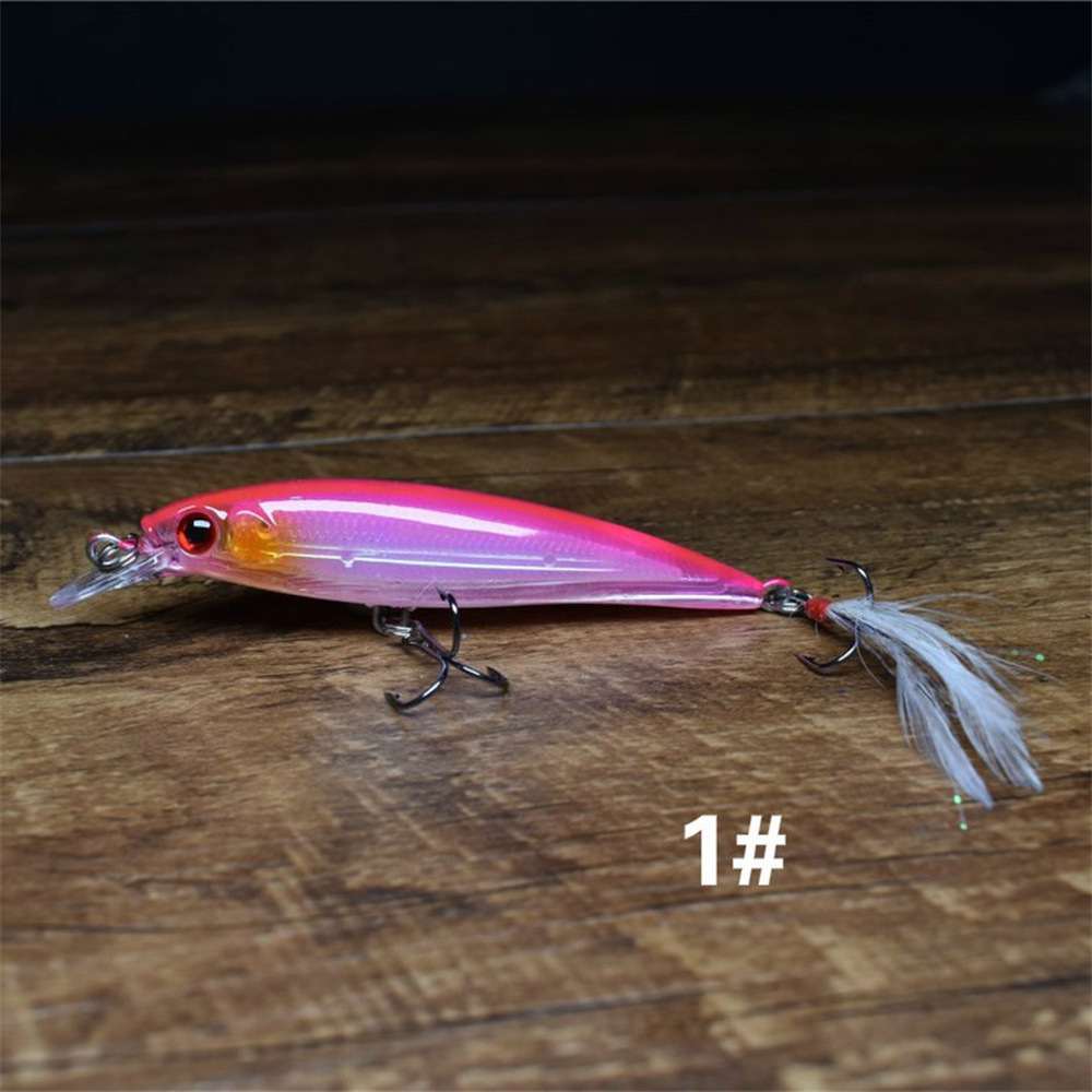 Sunflower Feather Tail Laser Minnow Lure 9cm 7g Floating Hard Bait thumb 5