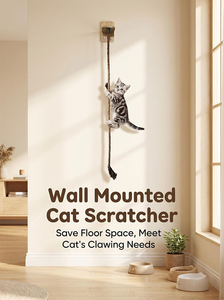 Sunflower Wall Mount Cat Tree DIY Set, Solid Wood & Sisal Cat Scratcher Furniture thumb 11