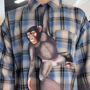 Sunflower Funny Hanging Chimpanzee Novelty Neck Tie, Realistic Print Prank Costume Accessory For Party & Cosplay