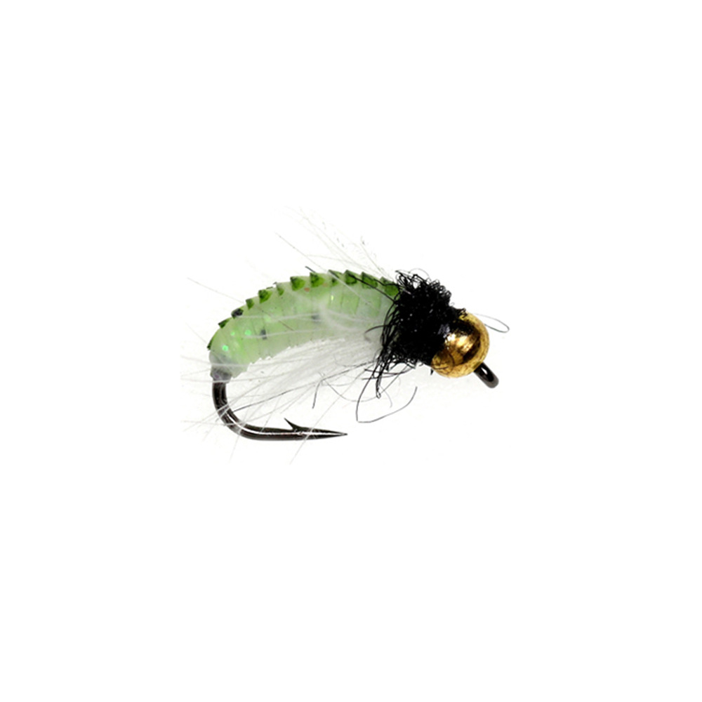 Sunflower Green Cicada Nymph Fly Fishing Flies, Hand Tied CDC Feather Artificial Nymph Lure for Trout, Bass Freshwater Fly Fishing