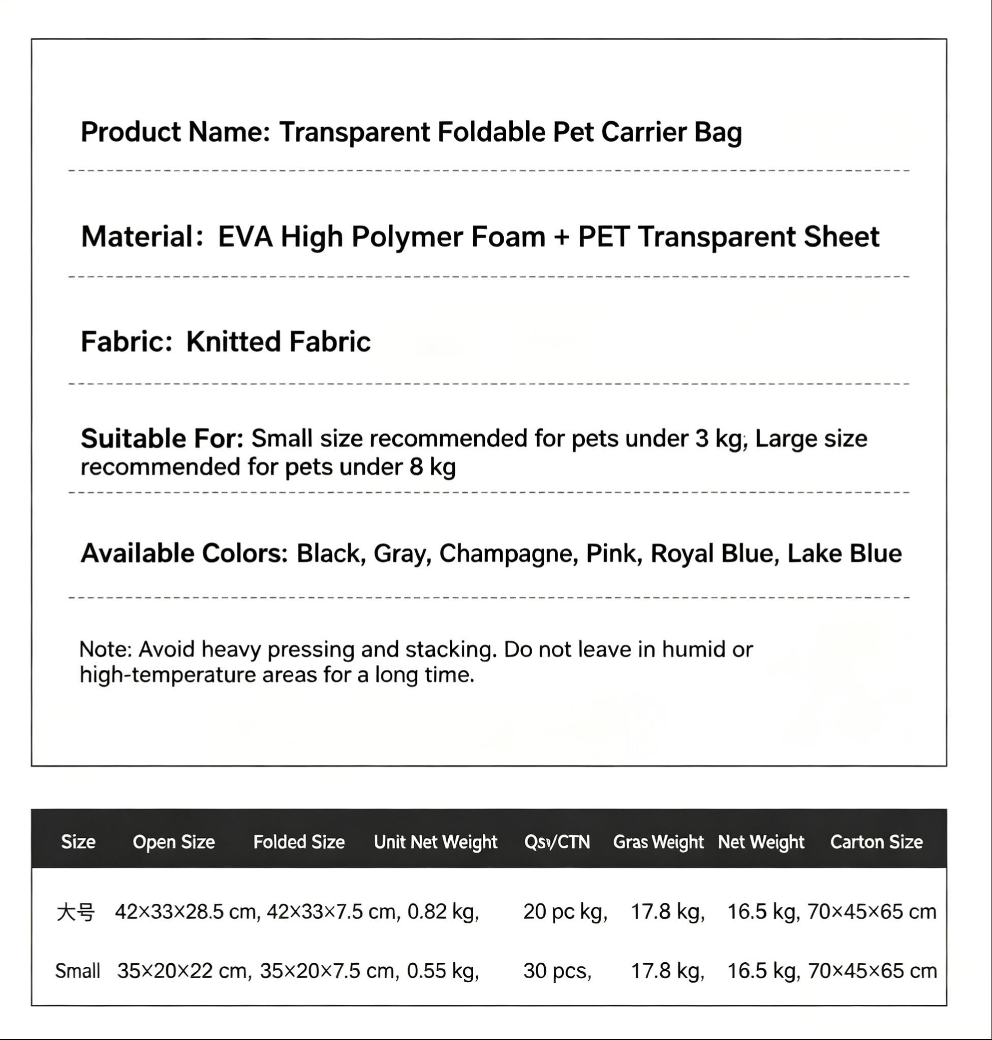 Foldable Transparent Pet Carrier Bag thumb 12