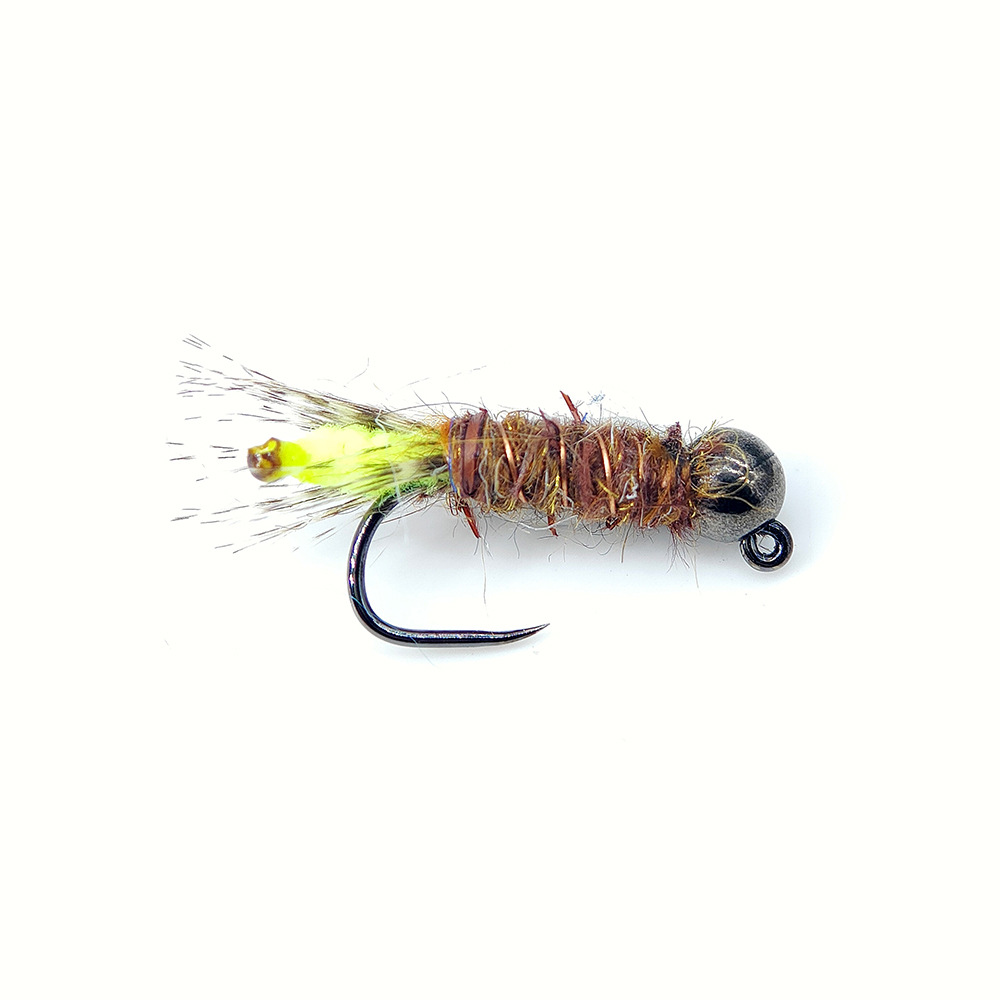 Sunflower CDC Midge Nymph Fly Fishing Flies, Bead‑Head Sinking Artificial Nymph Lure for Minnow, Trout, White Bass Freshwater Fly Fishing thumb 1