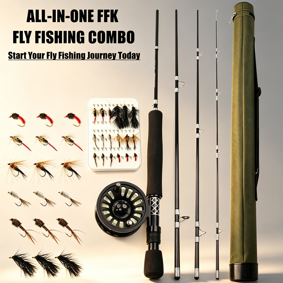 Sunflower Complete Professional Fly Fishing Combo Kit Carbon Rod Reel & Fly Flies Full Accessories thumb 7