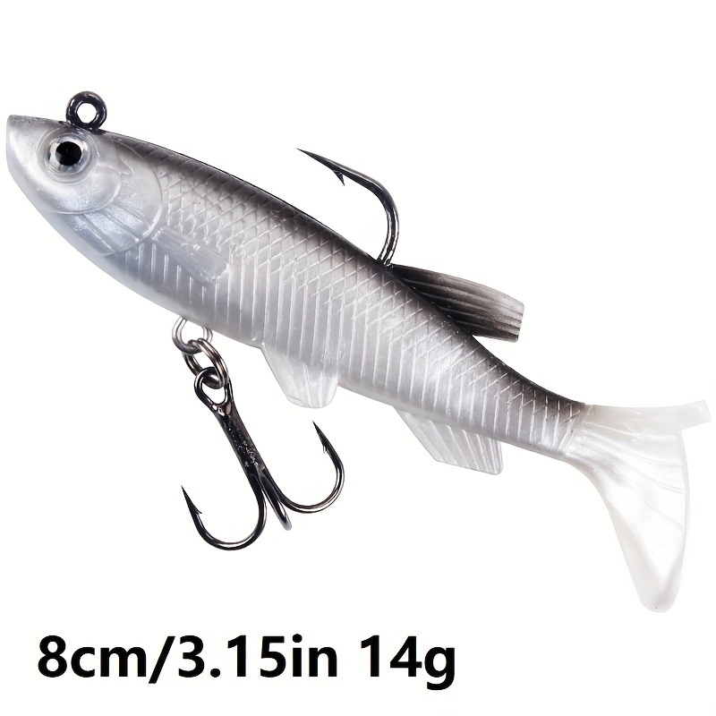 Soft T-Tail Swimbait Lead Jig Lure 8cm 14g Artificial Fishing Bait For Bass thumb 6