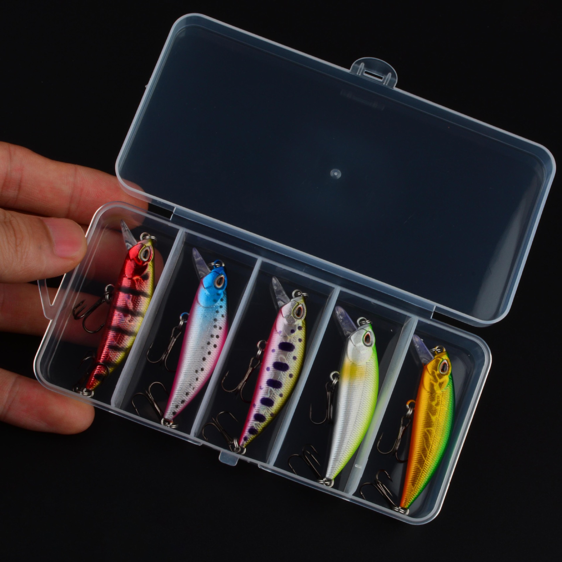 Sunflower 5Pcs Sinking Tiny Minnow Lure Box Set 5.5cm 5g Twitch Sinking Micro Fishing Lures thumb 5