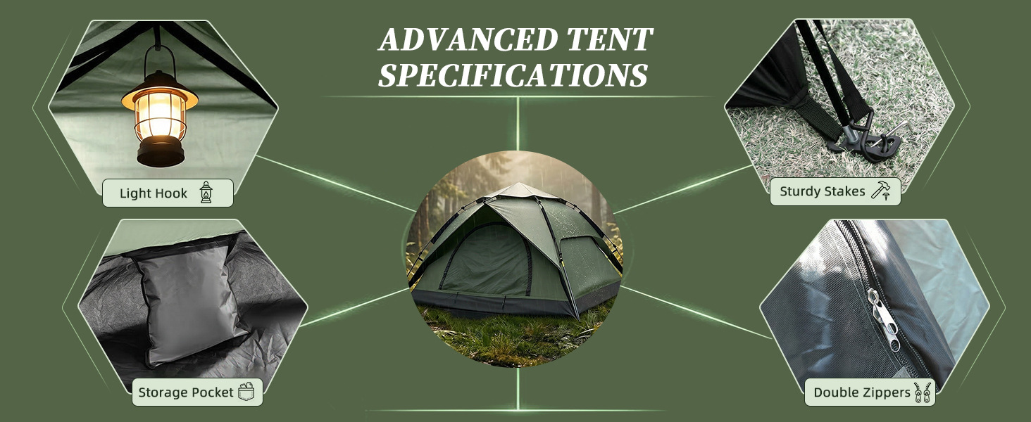 Sunflower Automatic Double Layer Camping Tent, Rainproof Sun Protection 3-5 Person Pop Up Outdoor Tent thumb 12
