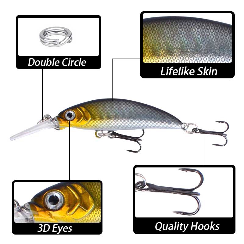 Sunflower Sinking Long Lip Minnow Lure 7.2cm 5.5g Hard Bait For Mandarin Fish, Culter, Bass thumb 2