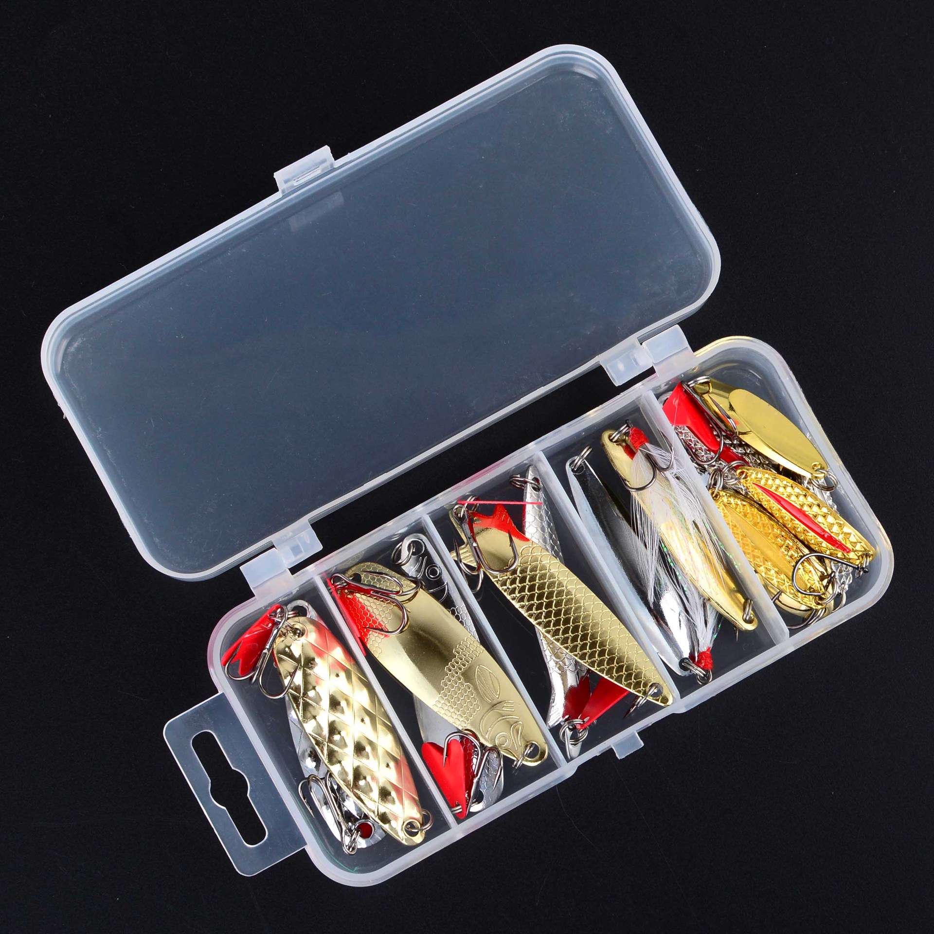 Sunflower 16Pcs Metal Spoon Lure Set With Feather Treble Hooks Saltwater & Freshwater Long Cast Fishing Baits thumb 3