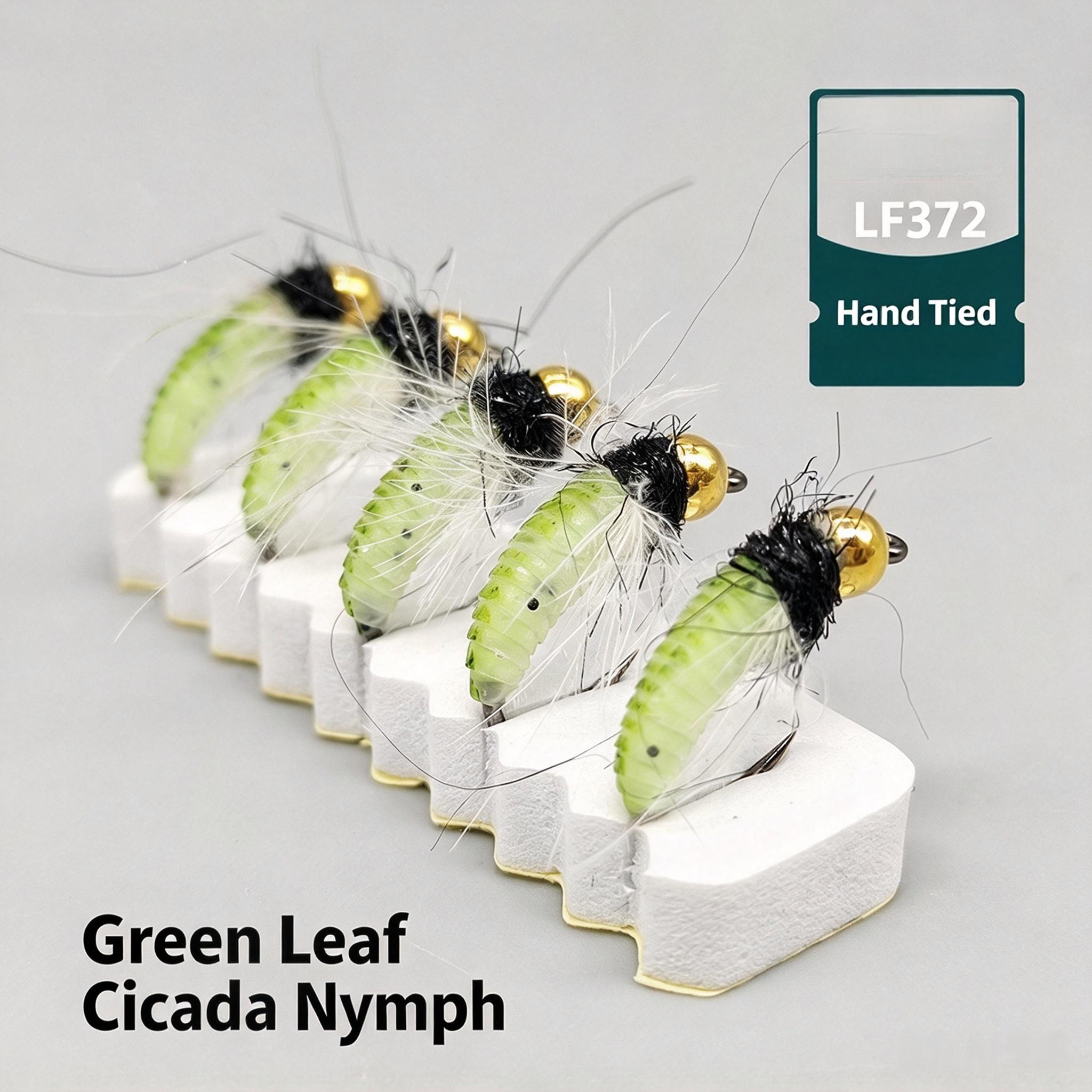 Sunflower Green Cicada Nymph Fly Fishing Flies, Hand Tied CDC Feather Artificial Nymph Lure for Trout, Bass Freshwater Fly Fishing thumb 5