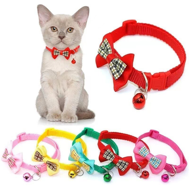 Plaid Bow Tie Cat Collar with Bell