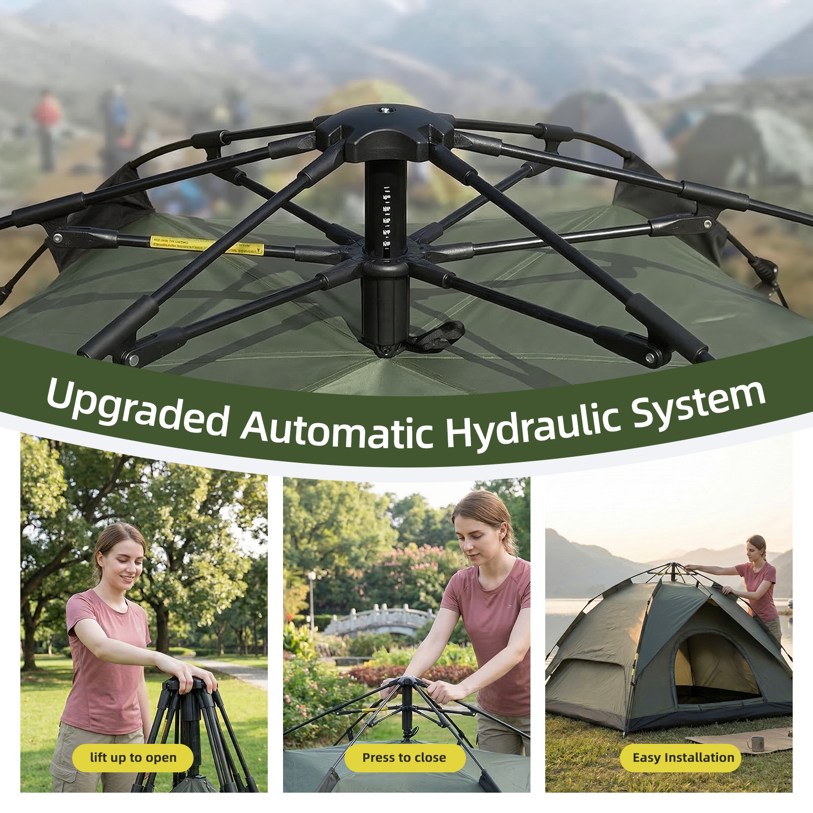 Sunflower Automatic Double Layer Camping Tent, Rainproof Sun Protection 3-5 Person Pop Up Outdoor Tent thumb 1