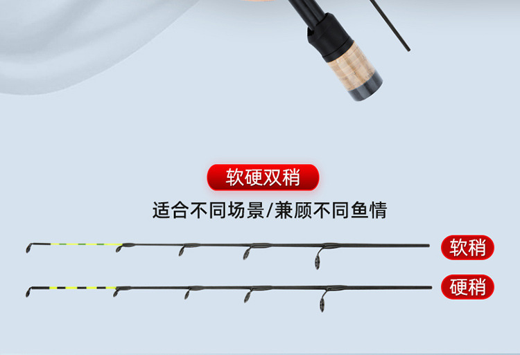 Sunflower Carbon Ice Fishing Rod 60cm, Double Tip Winter Ice Rod, 2 Sections Portable Short Lure Rod thumb 7