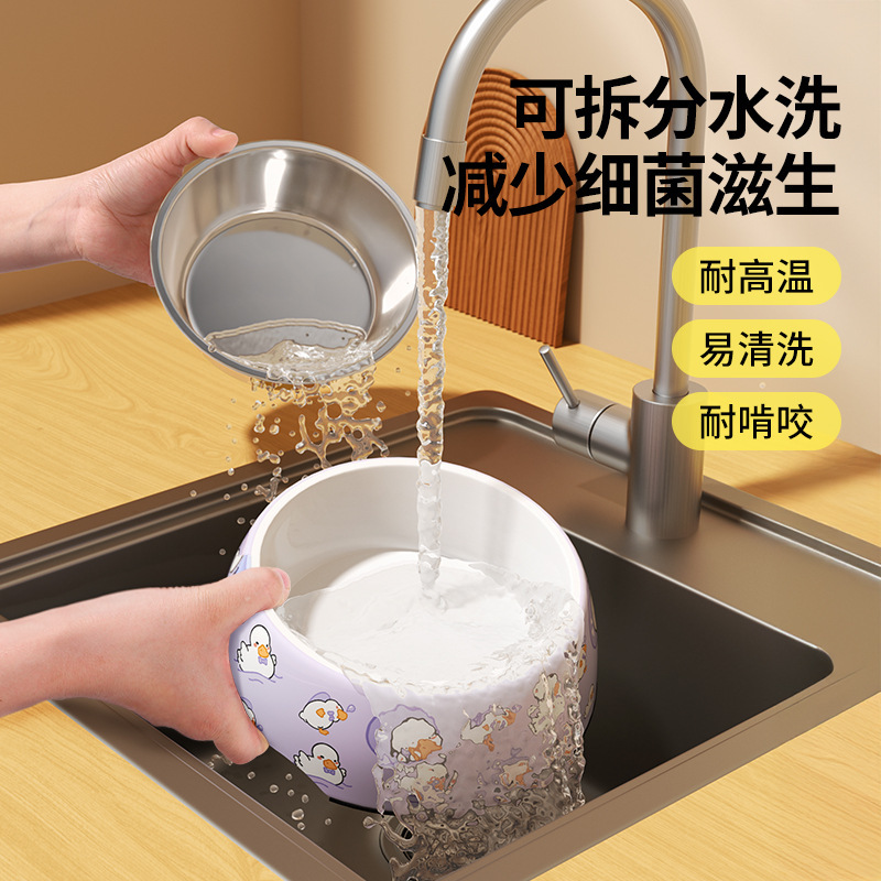 Sunflower Cute Printed Melamine Double-Layer Pet Bowl, Anti-Tipping Stainless Steel Feeding Bowl for Dogs & Cats thumb 5