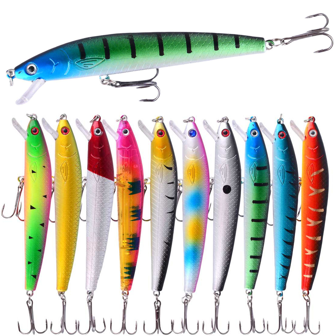 Sunflower Floating Minnow Lures 10cm 8.5g With Rattles Hard Bait