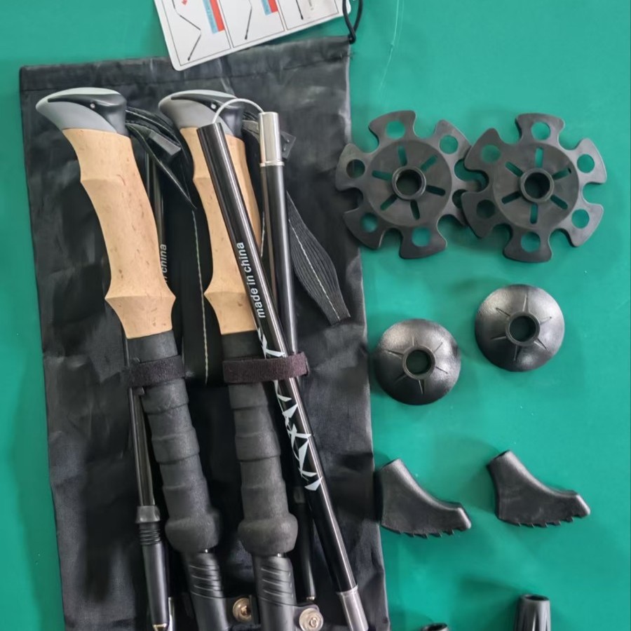 Sunflower New N88 Set Folding Trekking Pole, Ultralight Telescopic Hiking Stick With Cork Handle