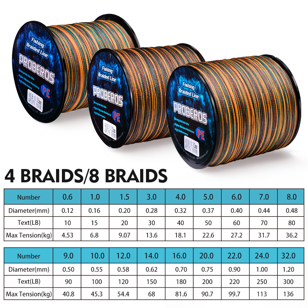Sunflower 4 Strands Camouflage PE Braided Fishing Line 300M 500M 1000M thumb 1