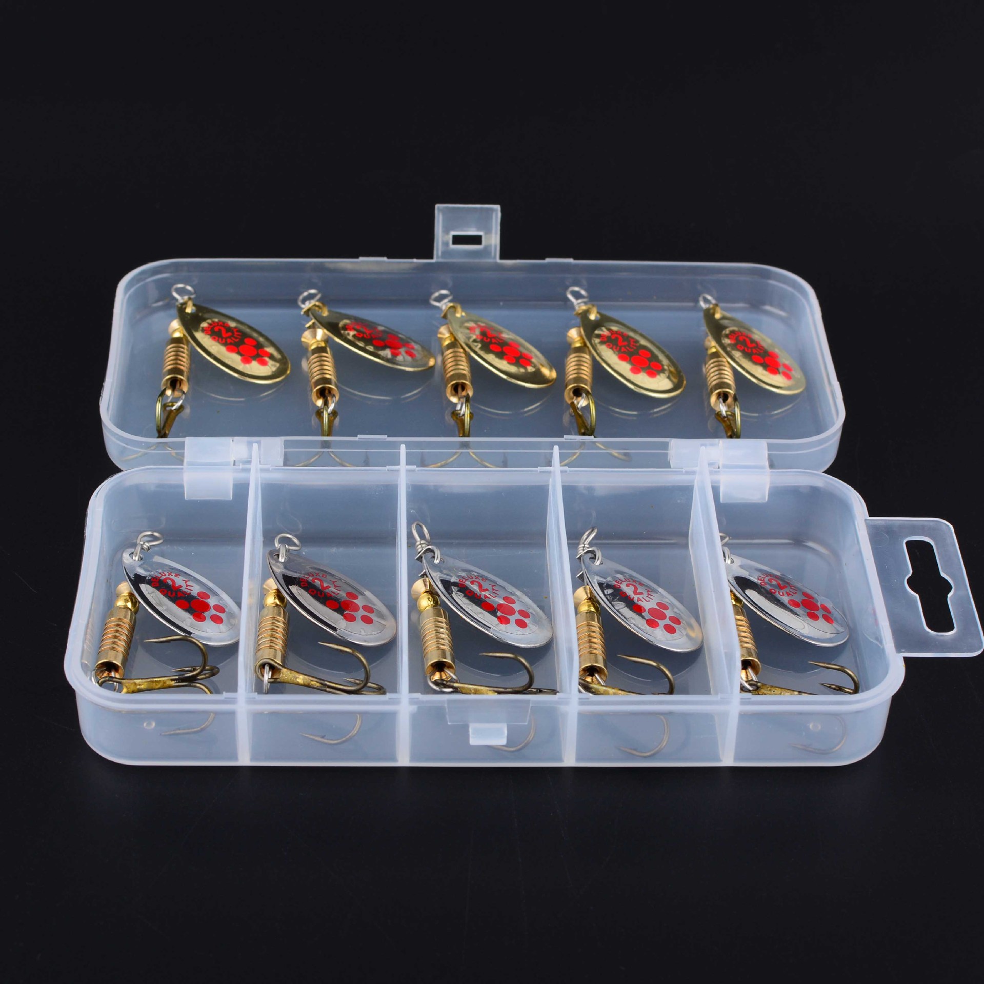 Sunflower Spinner Spoon Lure Kit 10 Pieces Metal Spinning Lures With Treble Hooks For Bass & Culter Fishing thumb 3