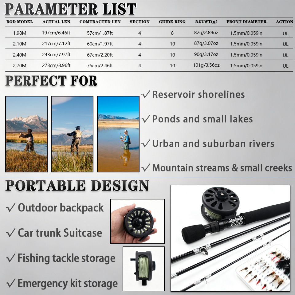 Sunflower Complete Professional Fly Fishing Combo Kit Carbon Rod Reel & Fly Flies Full Accessories thumb 6