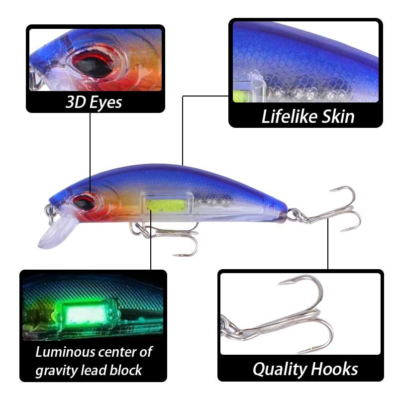 Sunflower Sinking Luminous Minnow Fishing Lures 7.2cm 10.8g Artificial Hard Bait For Bass Trout thumb 1