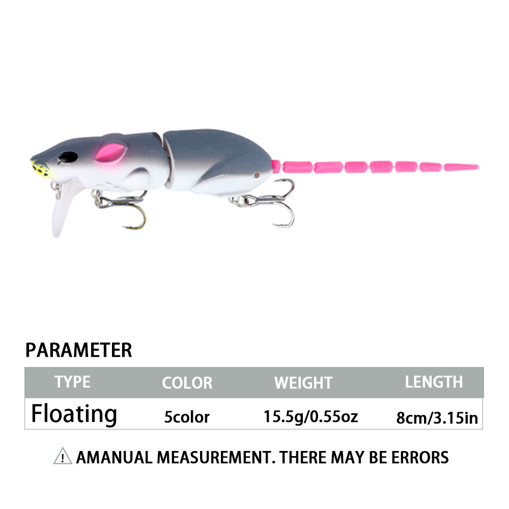 Jointed Mouse Swimbait 8cm 15.5g Hard Fishing Lure For Freshwater Predator Fish thumb 2