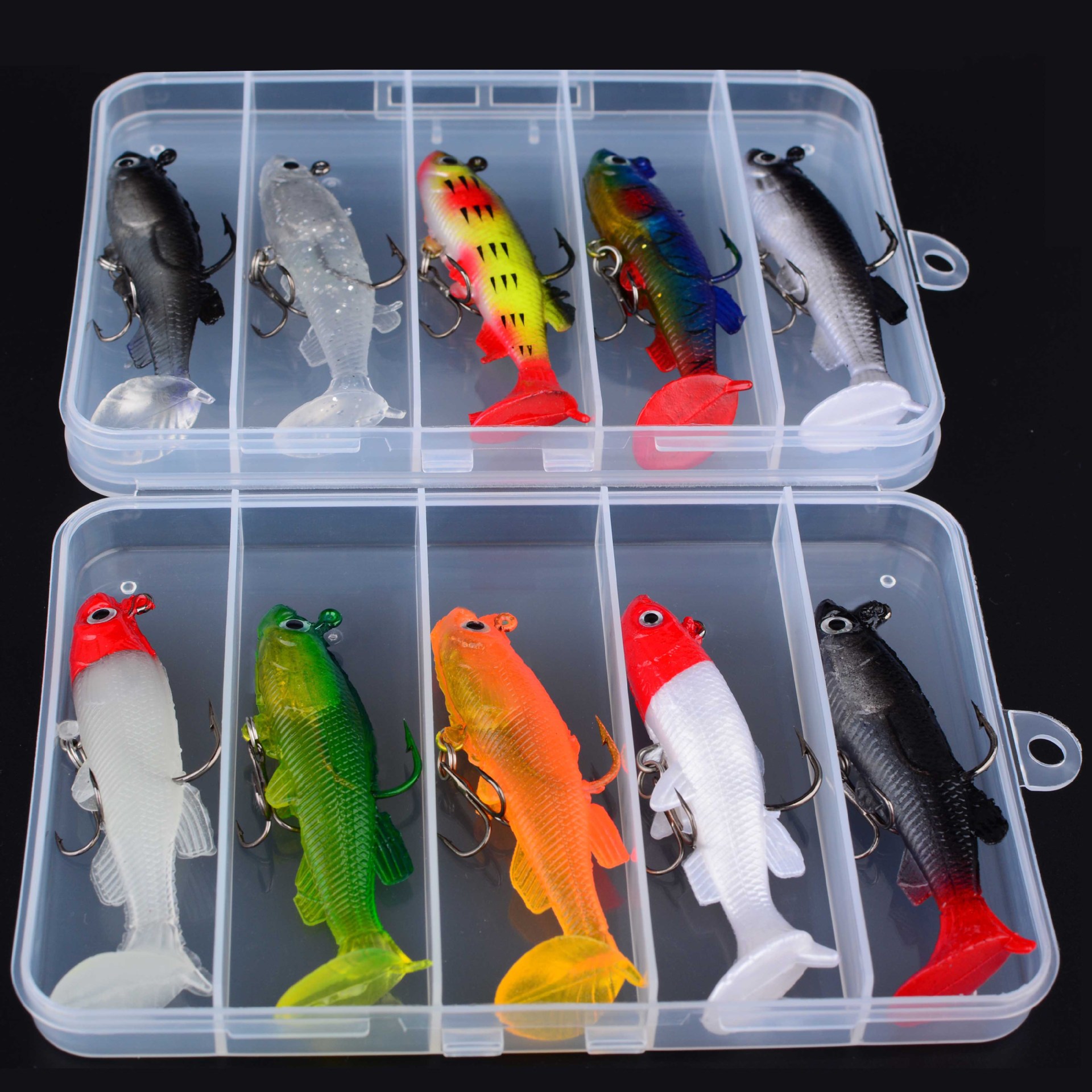 Sunflower Paddle Tail Lead Soft Lure Kit 7.5cm 13.5g Jig Head Swimbaits For Sea Bass Boat Fishing thumb 2