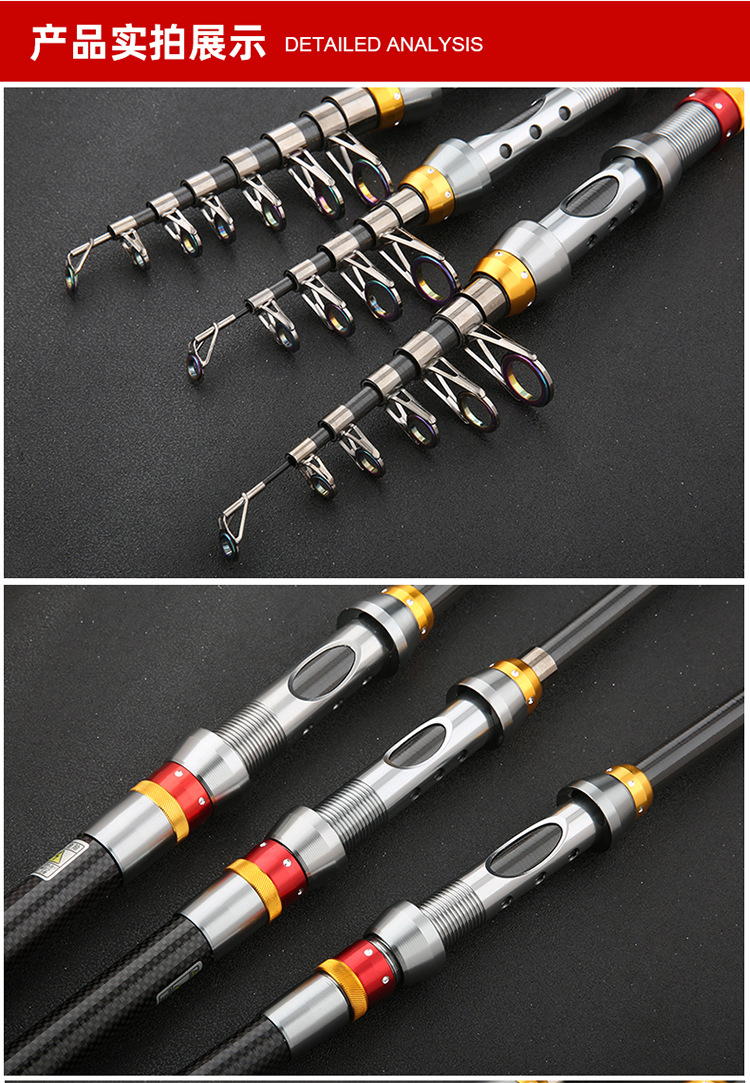 Sunflower Carbon Telescopic Mini Sea Rod, Portable Short Section Fishing Rod 1.8m~3.6m thumb 11