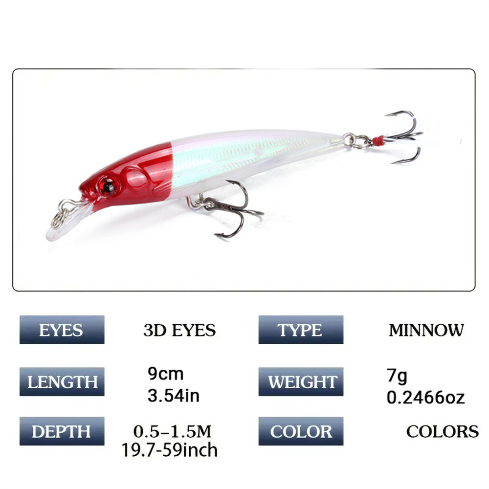 Sunflower Feather Tail Laser Minnow Lure 9cm 7g Floating Hard Bait thumb 2