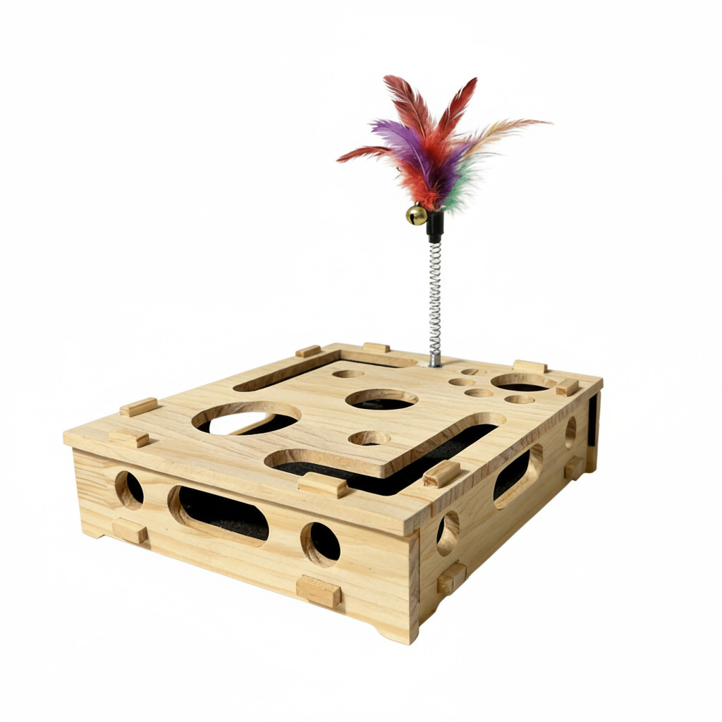 Sunflower Wooden Wall Cat Steps & Maze Ball Cat Toy Set thumb 10