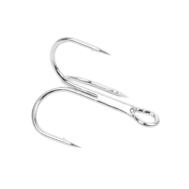 Sunflower White Nickel Electroplated Round Bend Treble Hooks, Sharp Inward Barbed Anti-Snag Replacement Lure Treble Tackle
