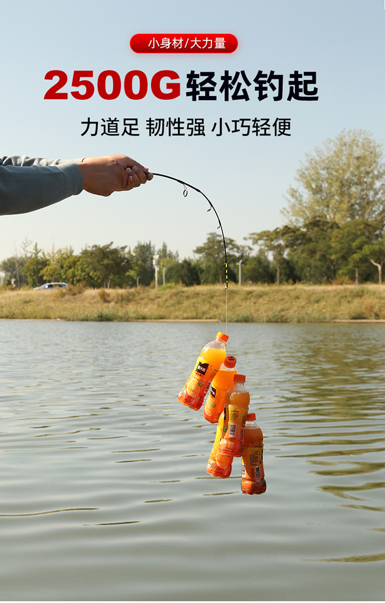 Sunflower Carbon Ice Fishing Rod 60cm, Double Tip Winter Ice Rod, 2 Sections Portable Short Lure Rod thumb 16