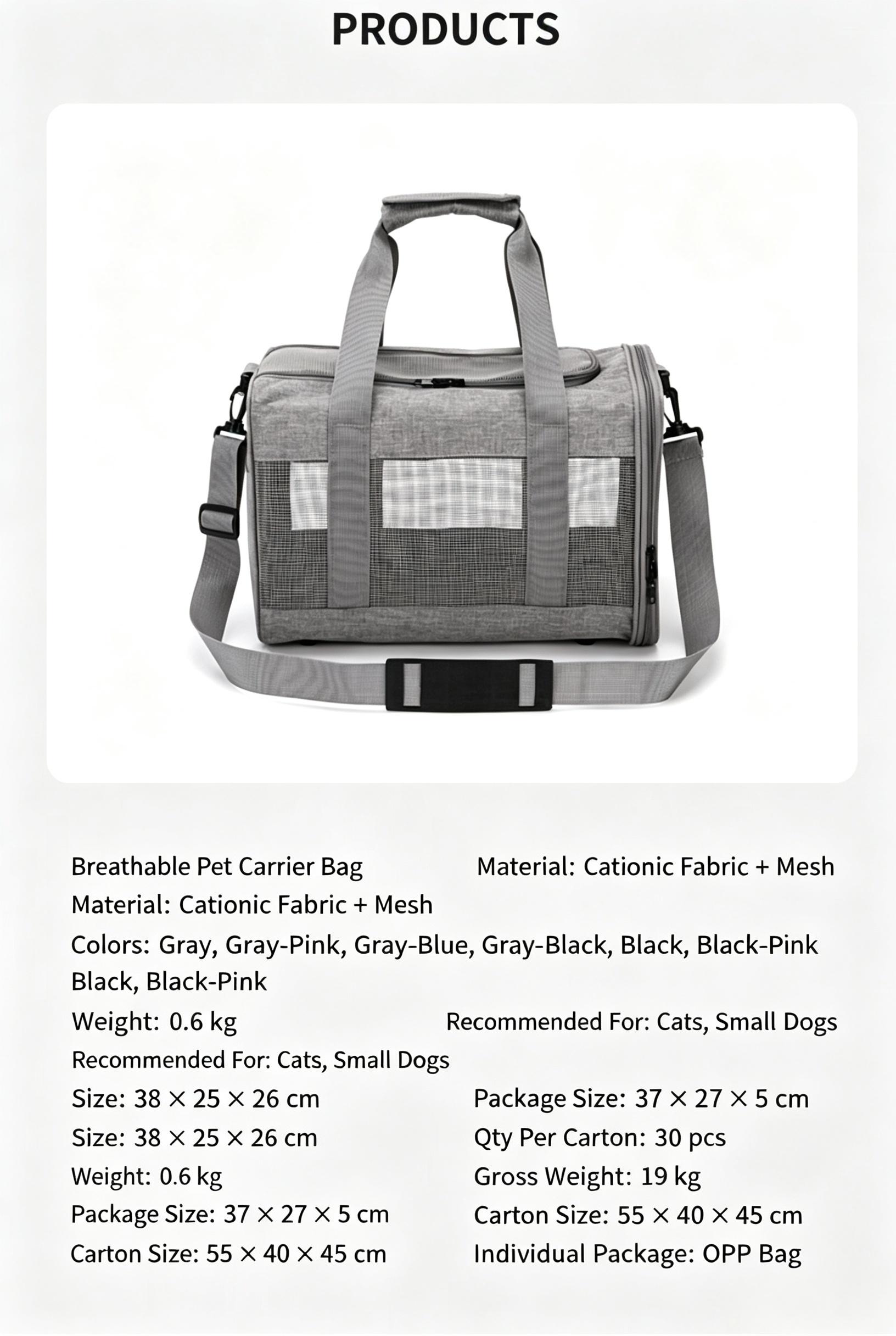 Cation Fabric Breathable Pet Carrier Bag thumb 7