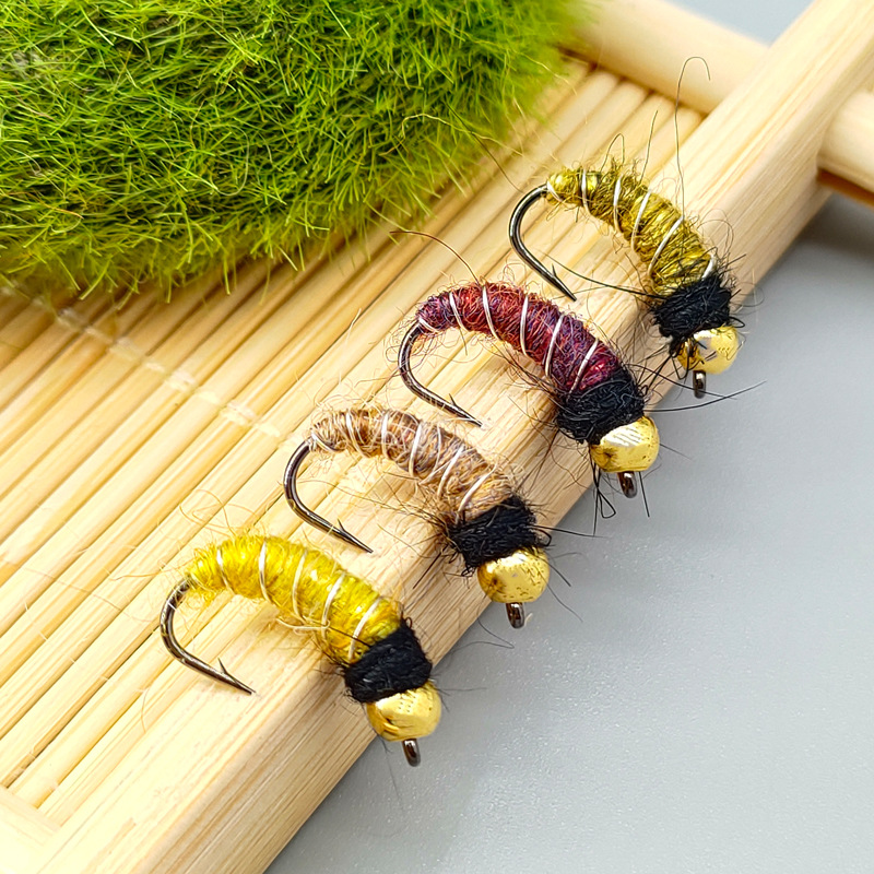 Sunflower Stone Caddis Nymph Fly Fishing Flies, Artificial Bait Lure for Trout, Bass, Brook Fishing thumb 9